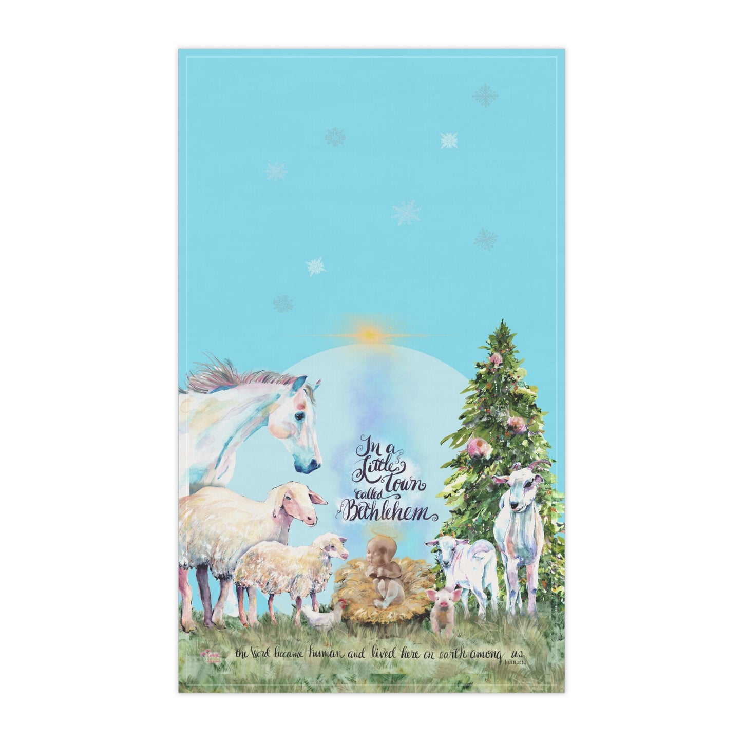 Christmas Manger Scene - Bible Verse Tea Towel