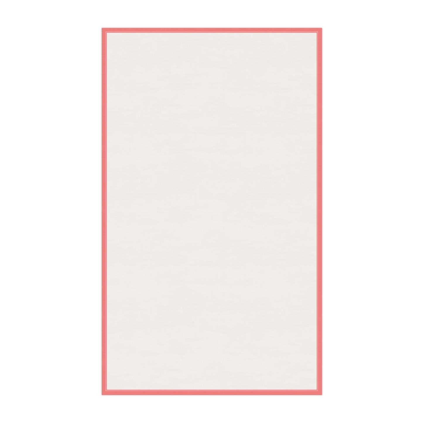 Back side of tea towel showing white with a tangerine orange border on a white background