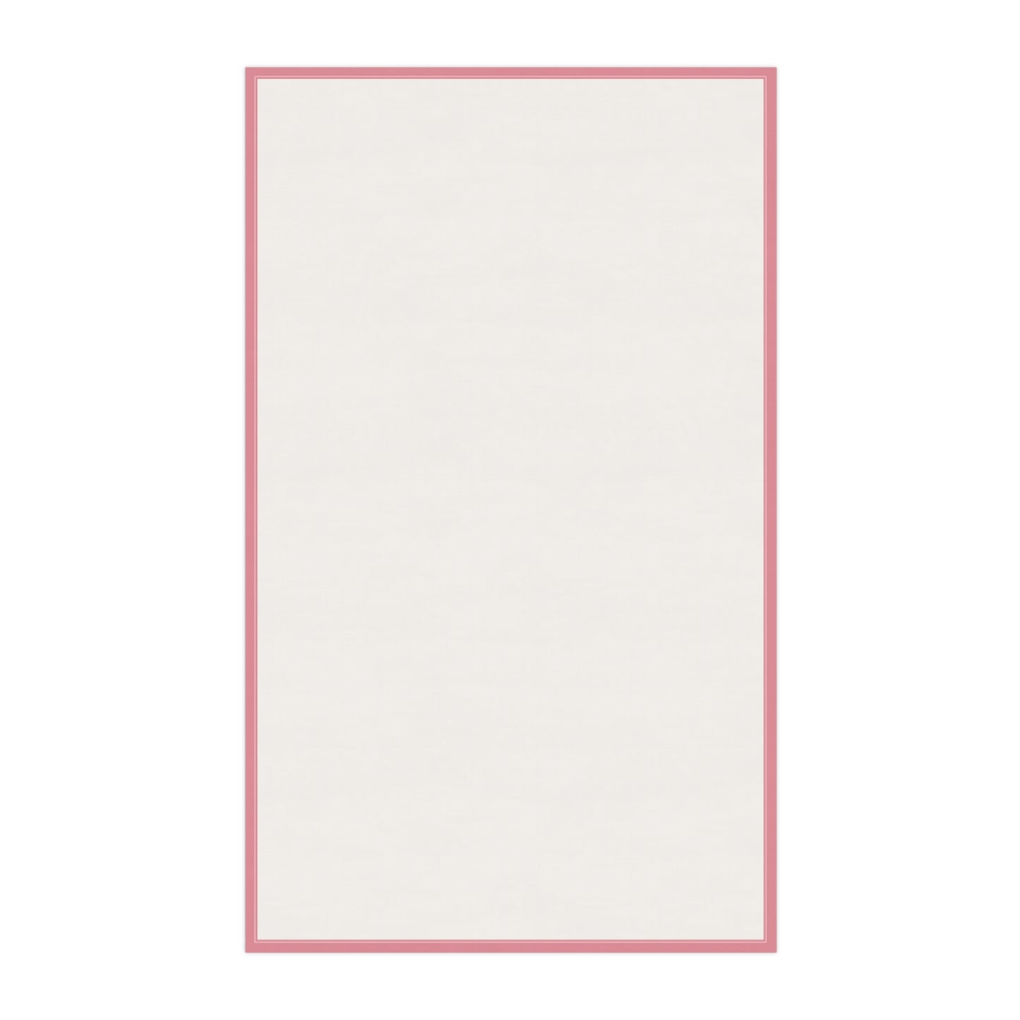 Reverse side of kitchen towel white with a pink border