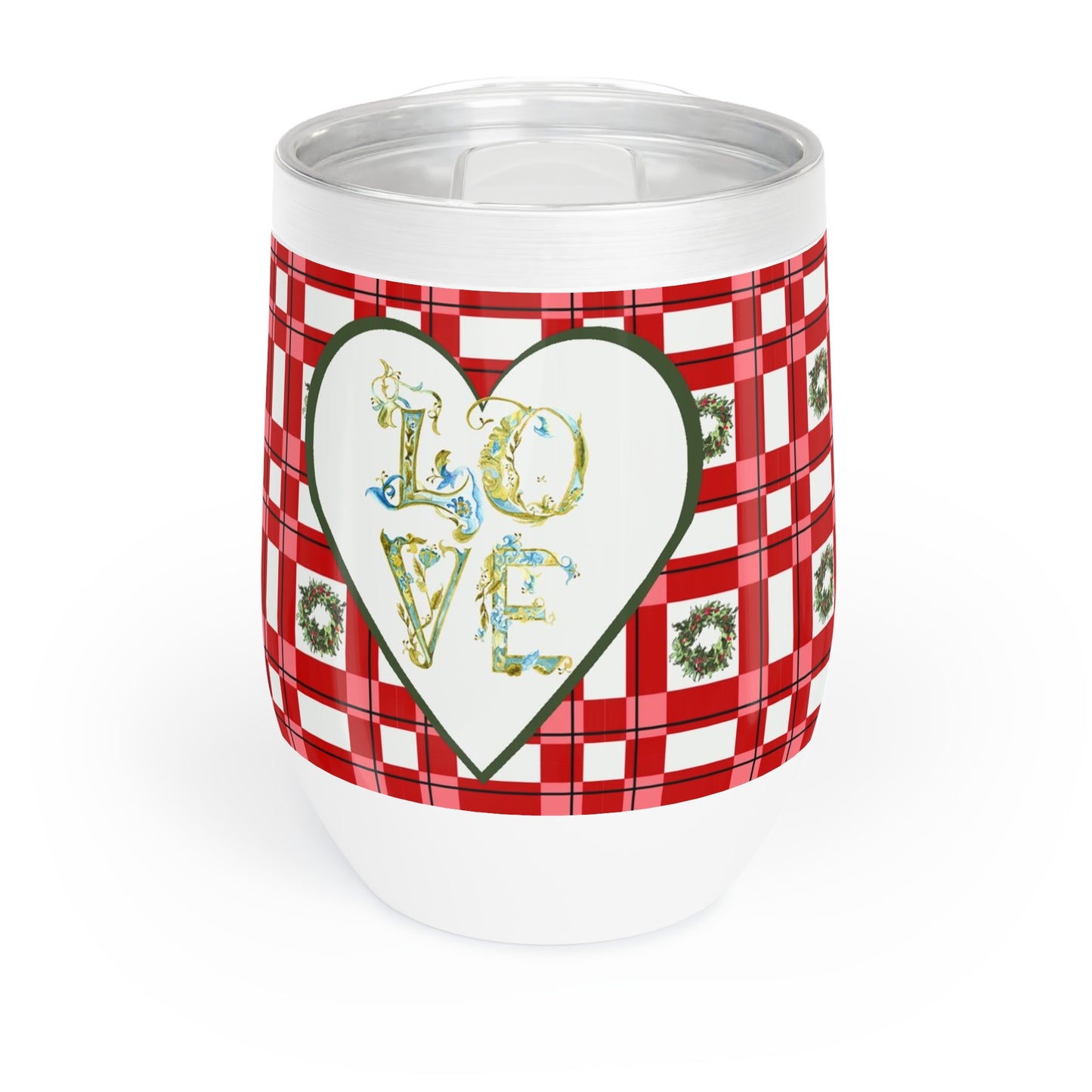 "Love" ... Christmas Plaid Chill Wine Tumbler
