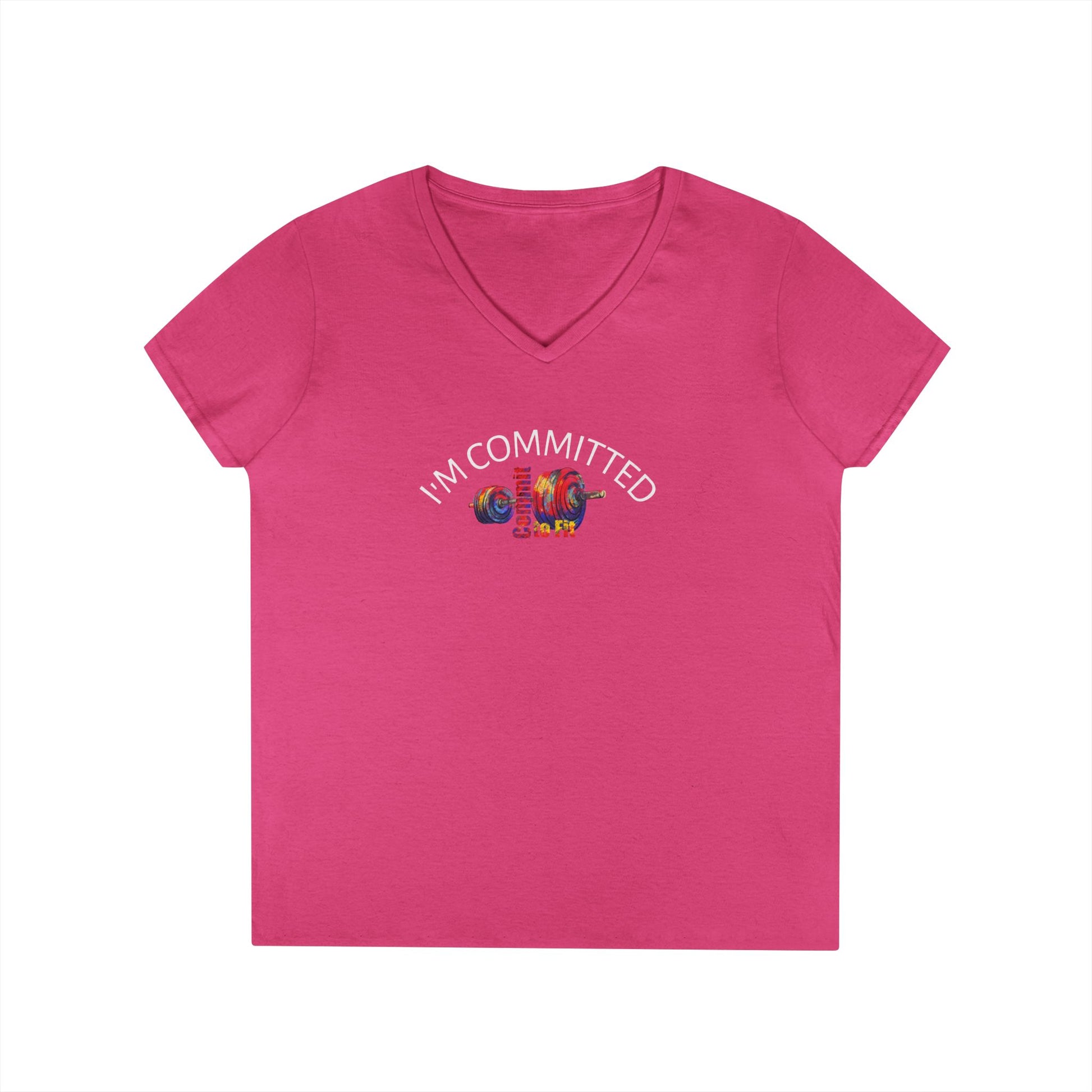 pink tshirt with colorful workout graphic