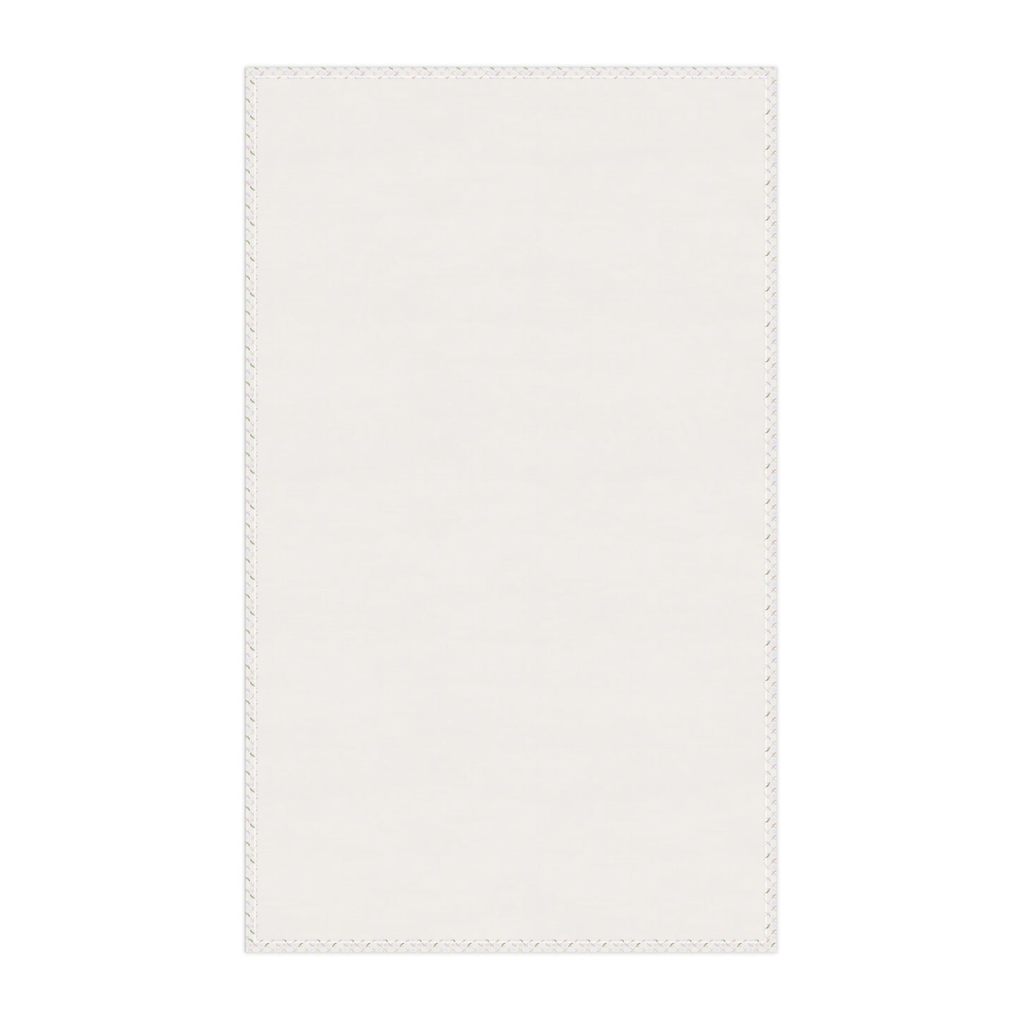 Background of  the back side of tea towel showing white background and floral border