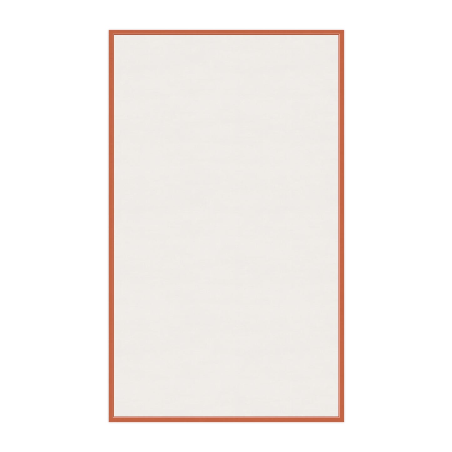 Backside of Thanksgiving tea towel that is white with brown border