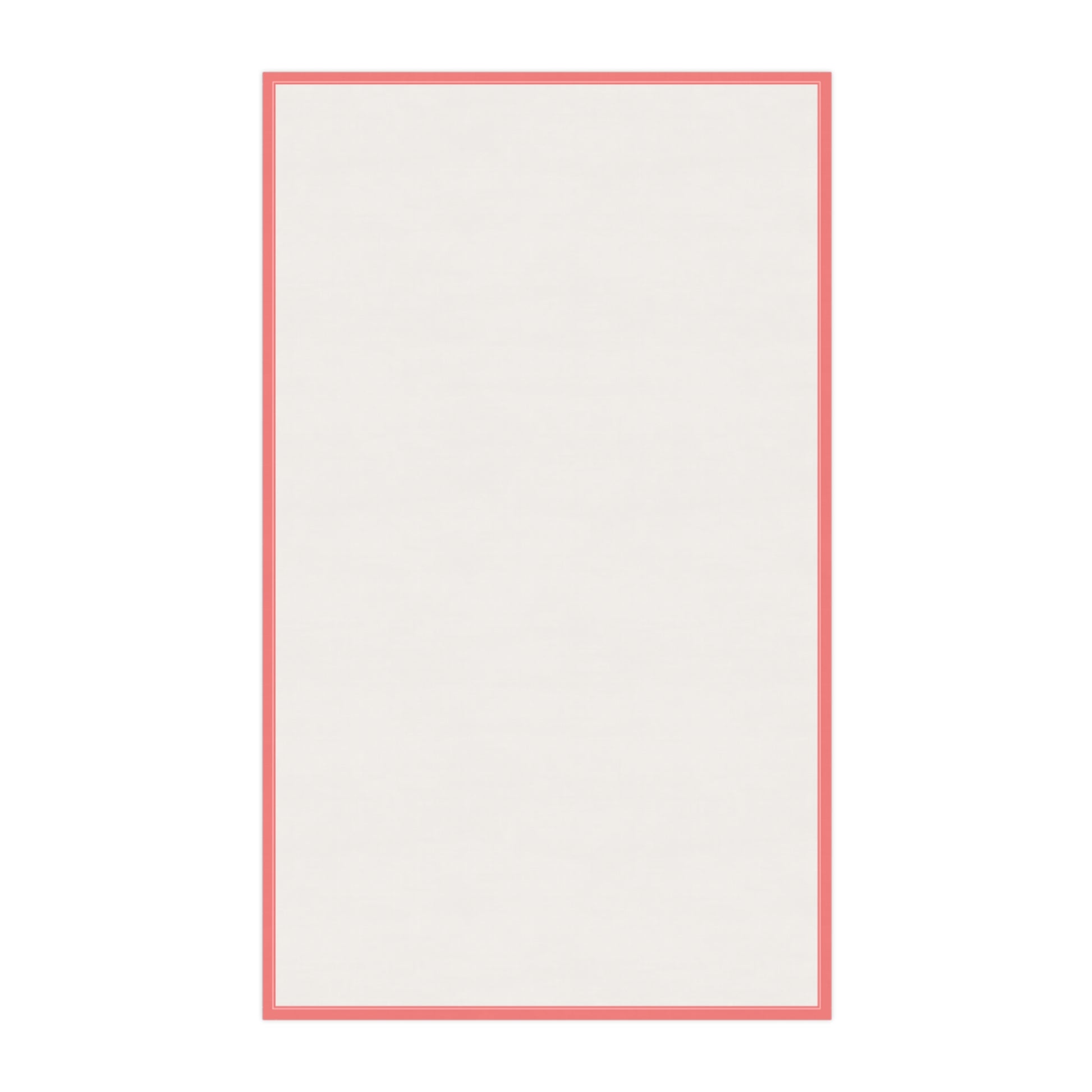 Back side of tea towel showing white with a tangerine orange border on a white background